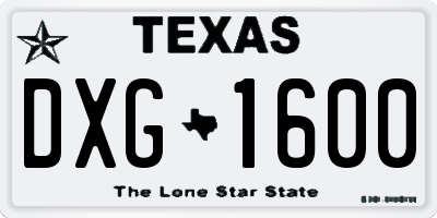 TX license plate DXG1600
