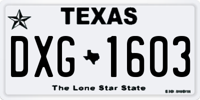 TX license plate DXG1603
