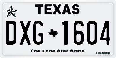 TX license plate DXG1604