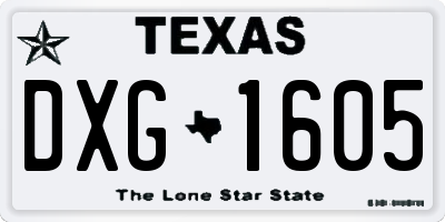 TX license plate DXG1605