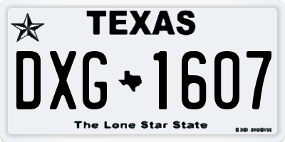 TX license plate DXG1607