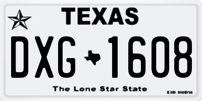 TX license plate DXG1608