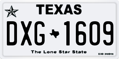 TX license plate DXG1609