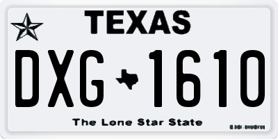 TX license plate DXG1610