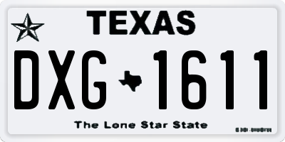 TX license plate DXG1611