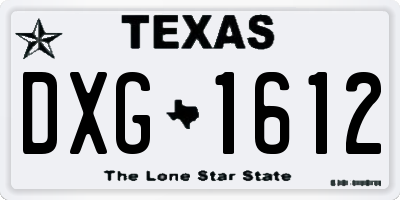 TX license plate DXG1612