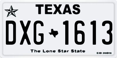 TX license plate DXG1613