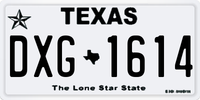 TX license plate DXG1614