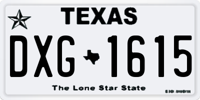 TX license plate DXG1615