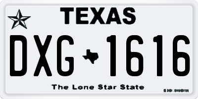 TX license plate DXG1616