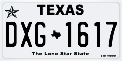 TX license plate DXG1617