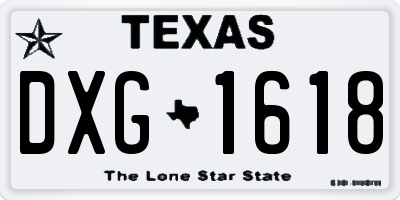 TX license plate DXG1618