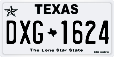 TX license plate DXG1624