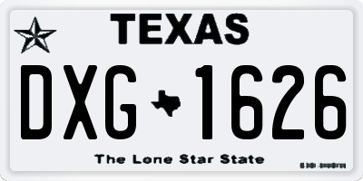 TX license plate DXG1626