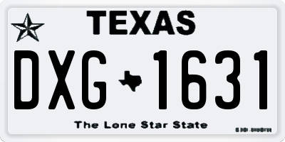 TX license plate DXG1631