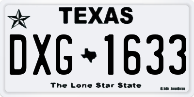 TX license plate DXG1633