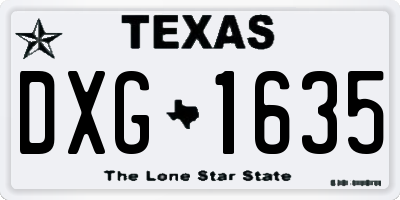 TX license plate DXG1635