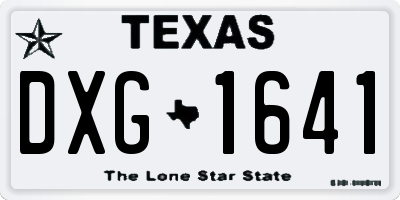 TX license plate DXG1641