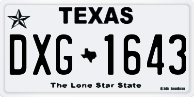 TX license plate DXG1643