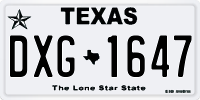 TX license plate DXG1647
