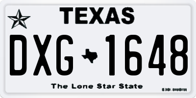 TX license plate DXG1648