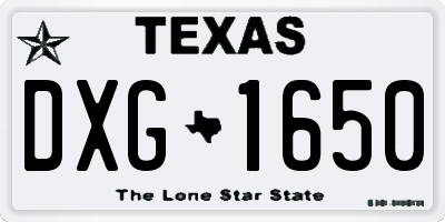 TX license plate DXG1650
