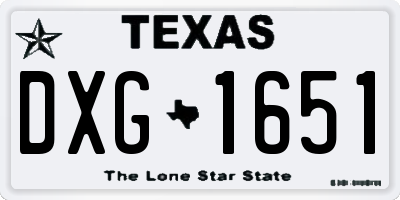 TX license plate DXG1651