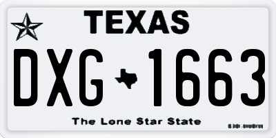 TX license plate DXG1663