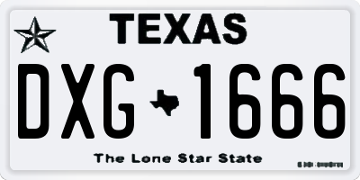 TX license plate DXG1666