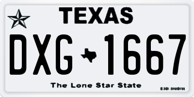 TX license plate DXG1667