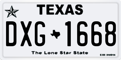 TX license plate DXG1668
