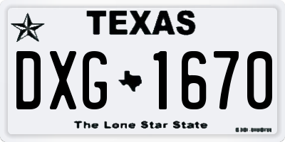 TX license plate DXG1670