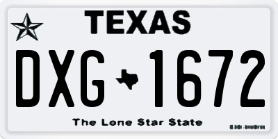 TX license plate DXG1672