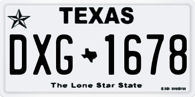 TX license plate DXG1678