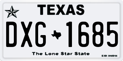 TX license plate DXG1685