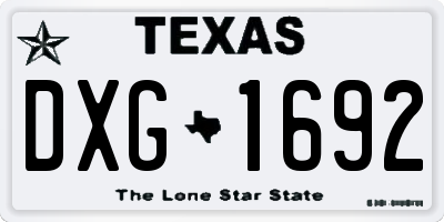 TX license plate DXG1692