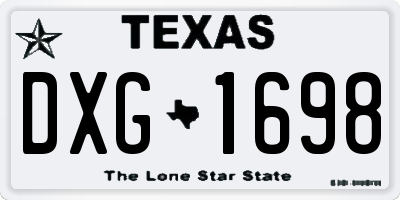 TX license plate DXG1698