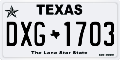TX license plate DXG1703