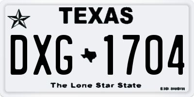 TX license plate DXG1704