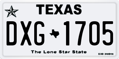 TX license plate DXG1705