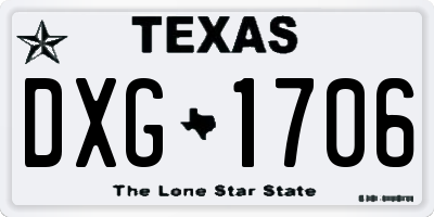TX license plate DXG1706