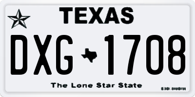 TX license plate DXG1708