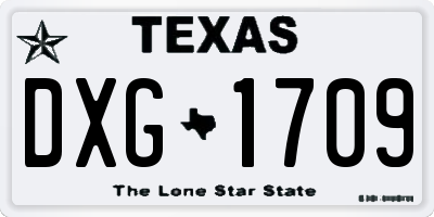 TX license plate DXG1709