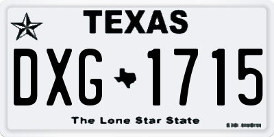 TX license plate DXG1715