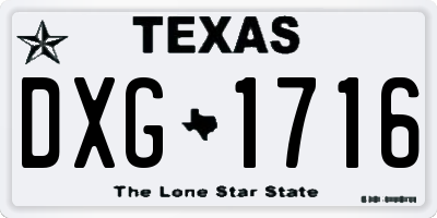 TX license plate DXG1716
