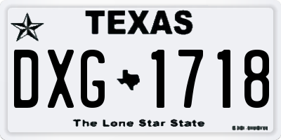 TX license plate DXG1718