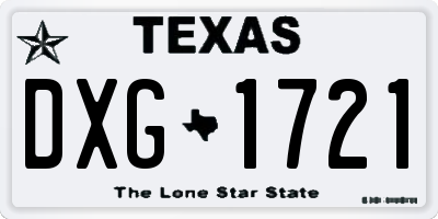 TX license plate DXG1721