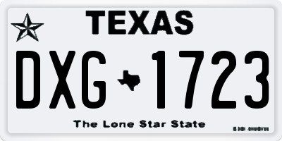 TX license plate DXG1723