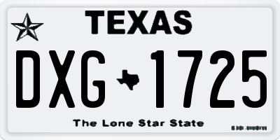 TX license plate DXG1725