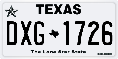 TX license plate DXG1726